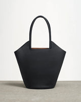 Front detail view of the garden tote bag in black
