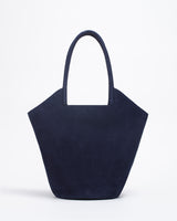 Garden tote bag in dark blue with wide, structured design and durable handles.