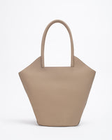 Garden tote bag in beige with wide, structured design and durable handles.